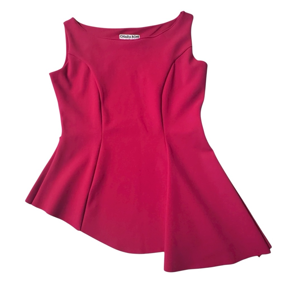 Chiara Boni Fuchsia Asymmetric Peplum Top
